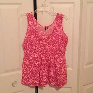 Pink & white sleeveless blouse
